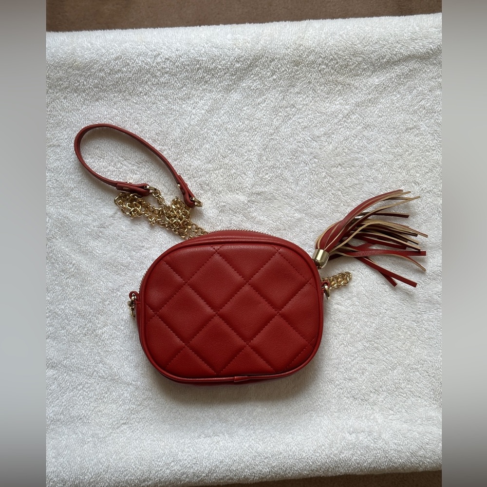 Red faux leather crossbody purse